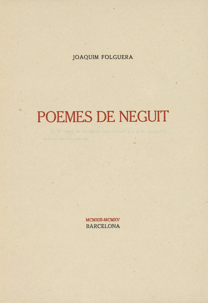 Poemes de neguit joaquim folguera poesia poeta noucentisme noucentista josep carner