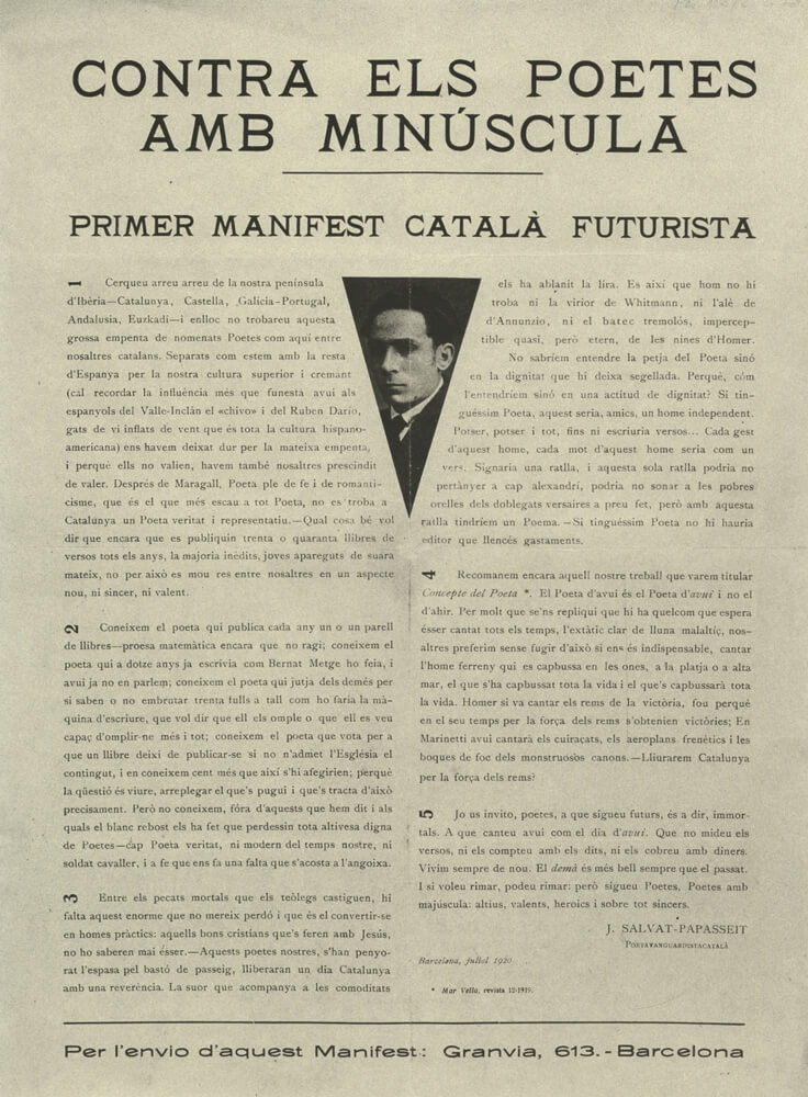 manifest futurista català salvat papasseit contra els poetes amb minúscula poesia futurisme
