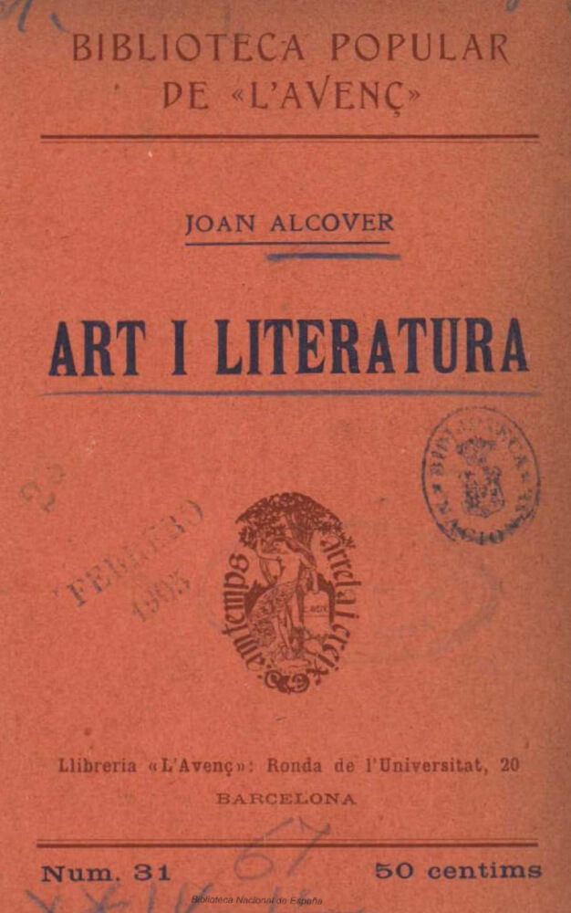 La llengua materna, discurs de Joan Alcover inclòs a Art i literatura.